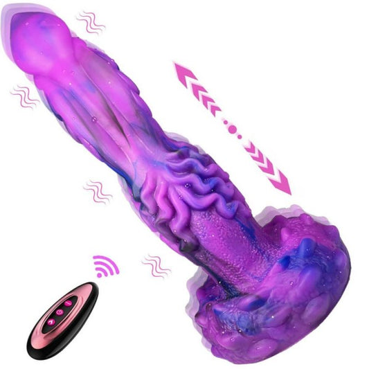 Poke Fantasy Dragon Dildo 9" Heating Monster Dildos with Suction Cup Thrusting Vibrating G-Spot Vibrator Adult Sex Toy