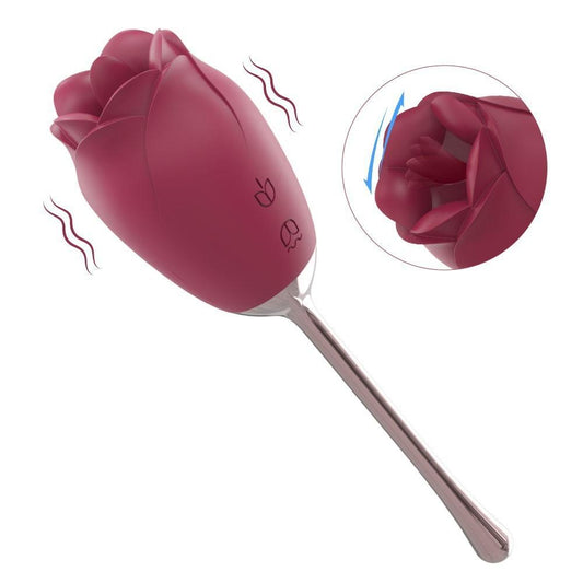 Rose Vibrator Tongue Licking Clit Nipple Simulator Sex Toy for  Woman