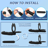 Strap-on Penis Vibrator Double Penetration Couple Vibrators Dildo Anal Plug with Cock Rings Adult Toys