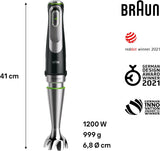 Braun MultiQuick 9 MQ 9187XLI Stabmixer – Pürierstab mit Active PowerDrive Technologie und 5 Zubehrteilen zum Zerkleinern, Stampfen, Rühren und Ice-Crushen, 1200 Watt, schwarz/Edelstahl