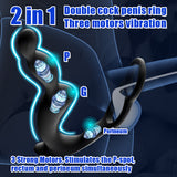 Male Prostate Massager with Double Penis Rings Remote Control Anal Vibrator Butt Plug Adult Toys