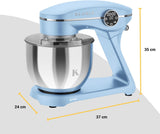 KLAMER Küchenmaschine 1800W, Knetmaschine mit 6 Liter Edelstahl Schüssel, 10 Geschwindigkeitsstufen mit Timer, Rührbesen, Knethaken, Schneebesen und Spritzschutz