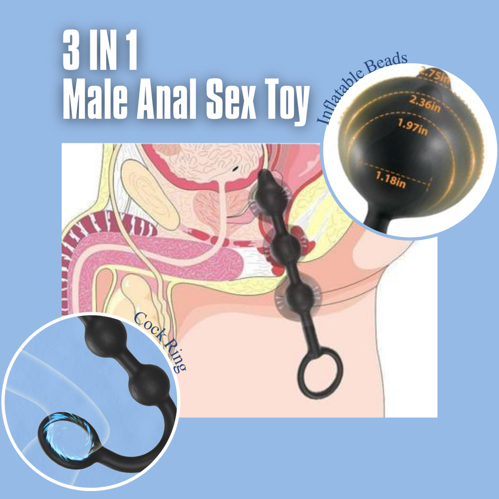 Inflatable Anal Beads U-ESPE Silicone Anal Dilation Sex Toy for Man & Woman