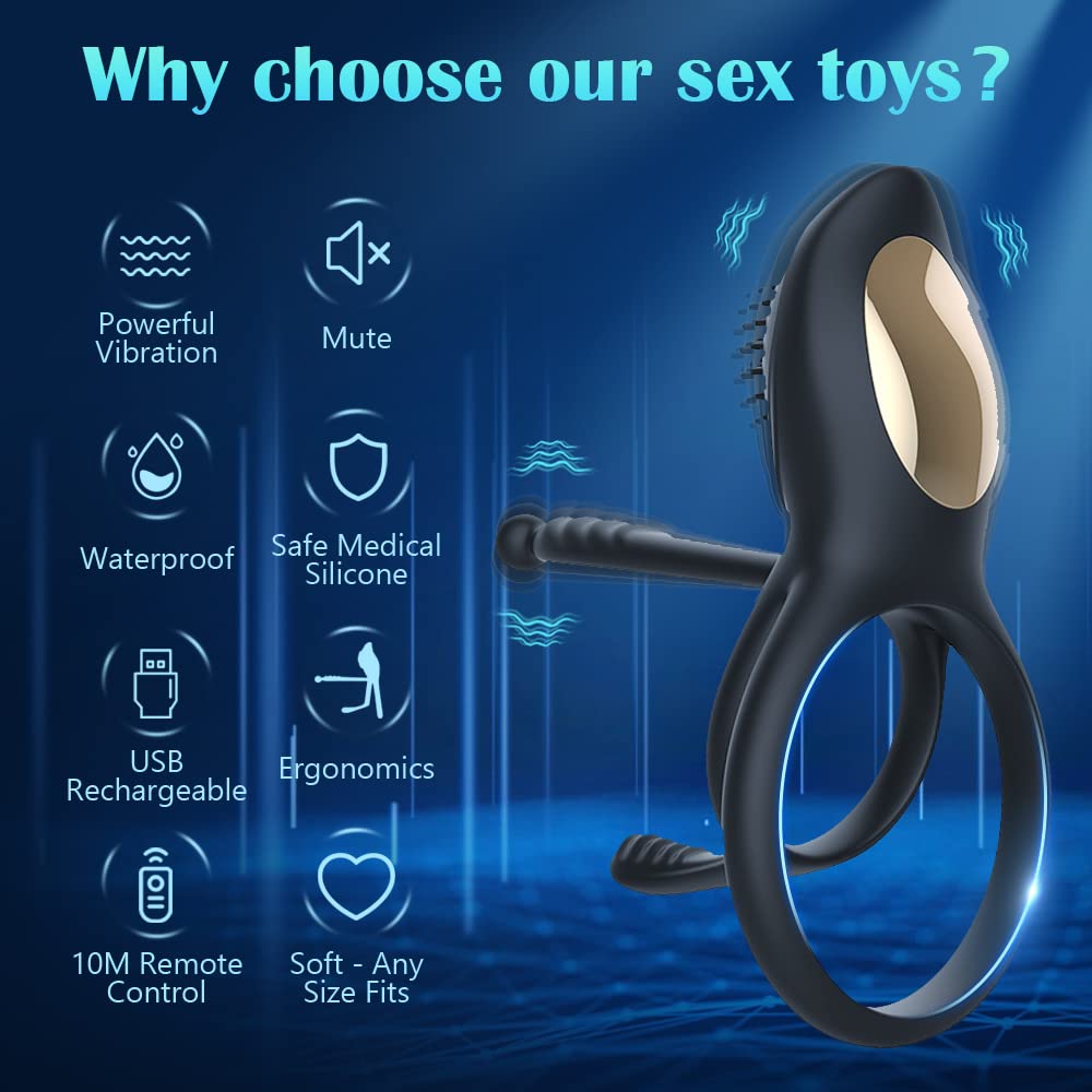 Male Penis Vibrator Remote Control 10 Frequency Vibrating Cock Ring Sex Toy for Men & Couples