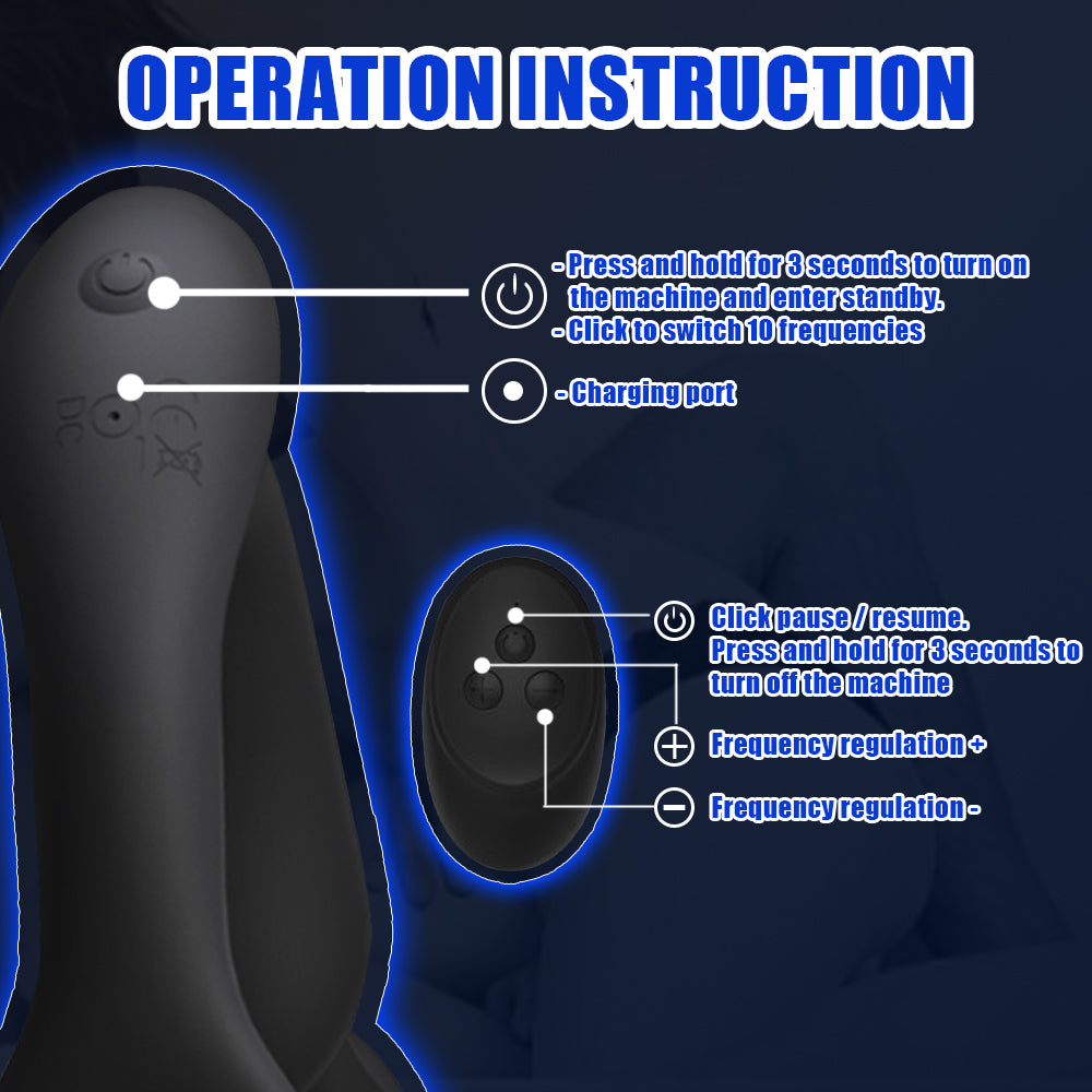 Male Prostate Massager with Double Penis Rings Remote Control Anal Vibrator Butt Plug Adult Toys