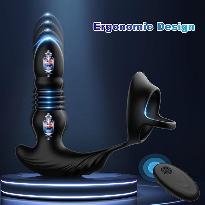 Thrusting Vibrating Male Prostate Massager App & Remote Control Anal Vibrator with Penis Ring Sex Toys