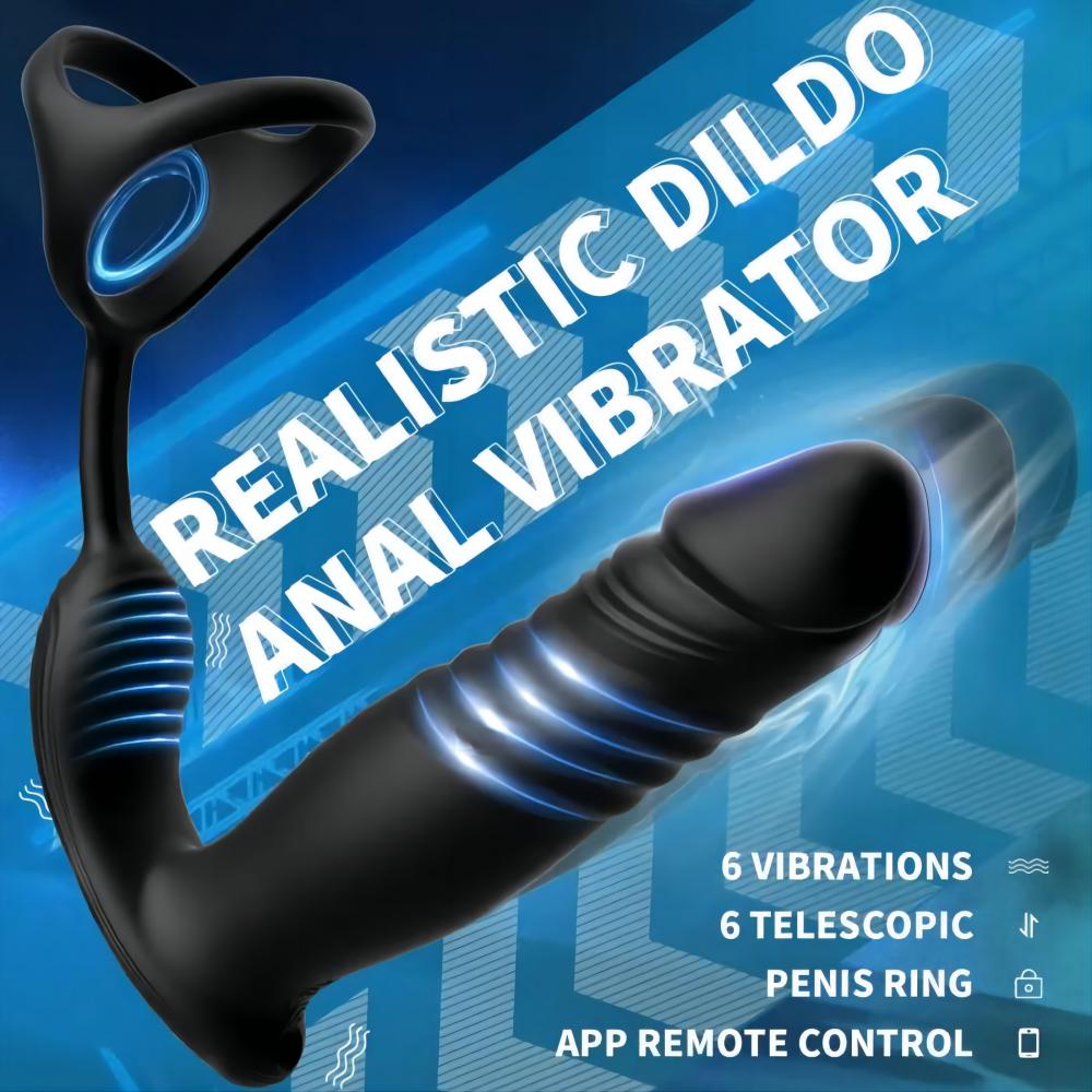 Vibrating Male Prostate Massager with Penis Ring App & Remote Control Anal Vibrator Butt Plug Sex Toys