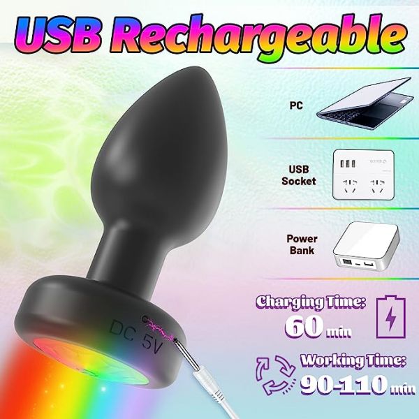 Vibrating Anal Vibrator Remote Control Butt Plug with LED Flashing Ligts Adult Toys