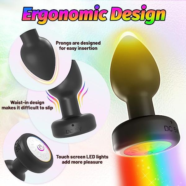 Vibrating Anal Vibrator Remote Control Butt Plug with LED Flashing Ligts Adult Toys