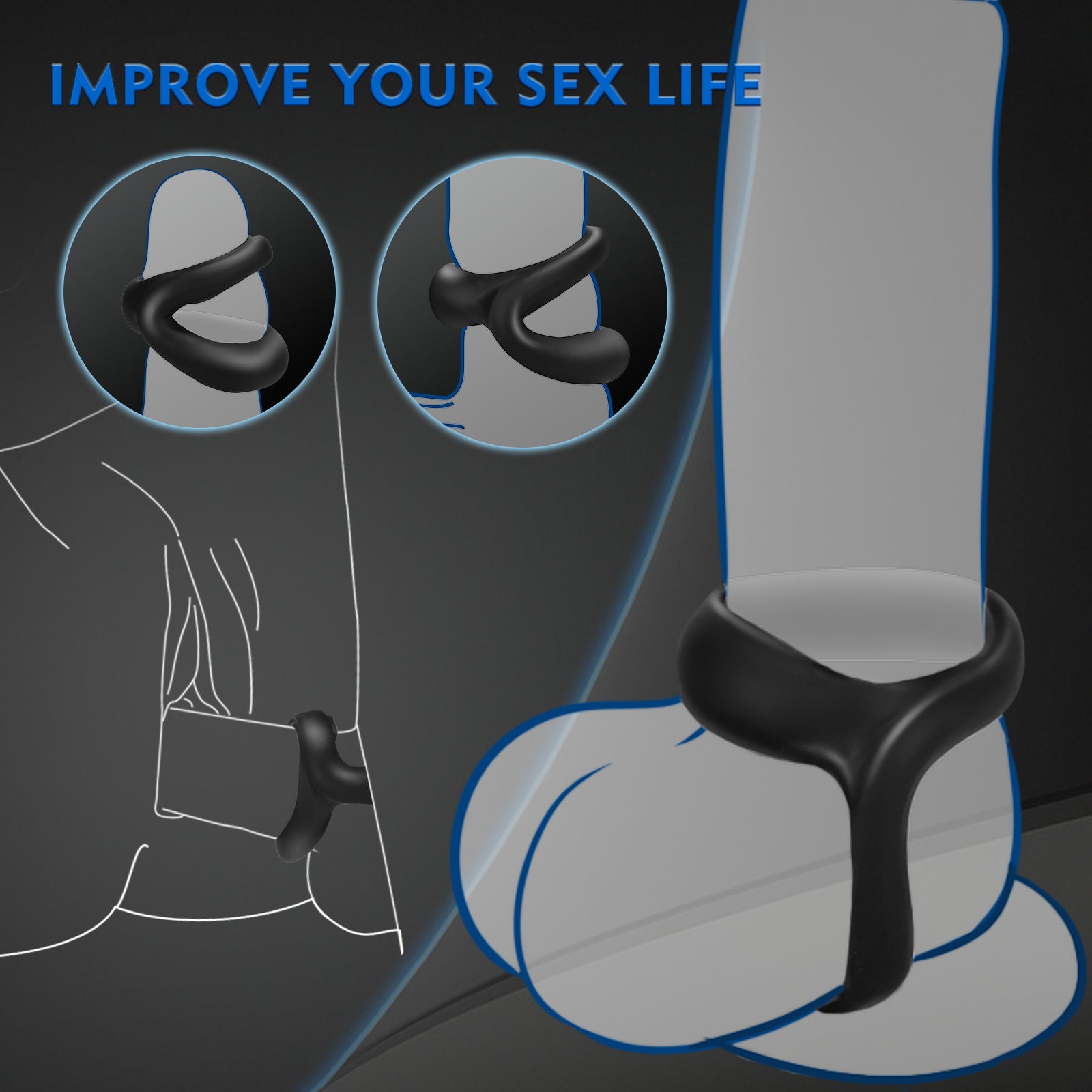 Silicone Penis Ring Male Erection Enhancing ALLOVER Cock Rings for Longer & Lasting Adult Toys