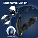 Male Prostate Massager | Thrusting Anal Vibrator Butt Plug with Dual Penis Ring APP Control Sex Toys