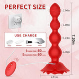 Vibrating Anal Beads Rotating Anal Vibrator Remote Prostate Massager with Rose Base Sex Toy