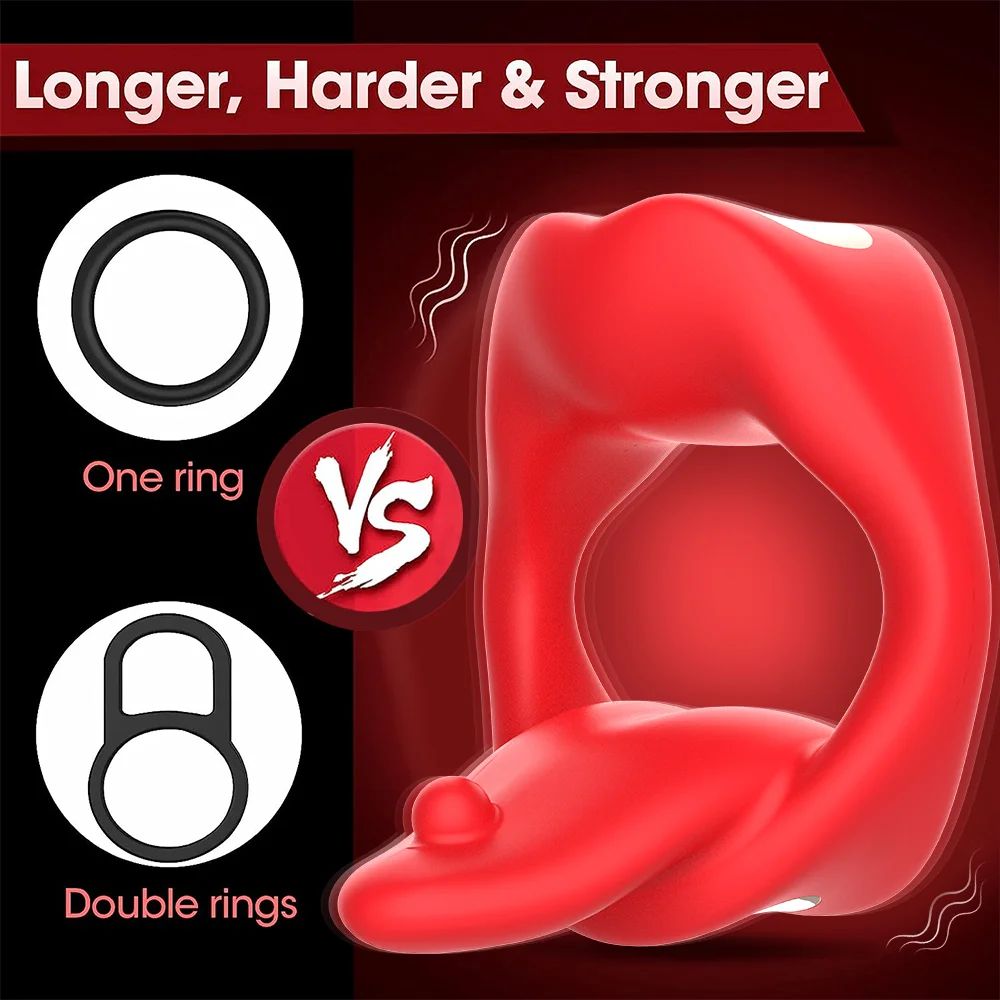 Vibrating Cock Ring App Remote Control Penis Vibrator with Tongue Sex Toy for Men