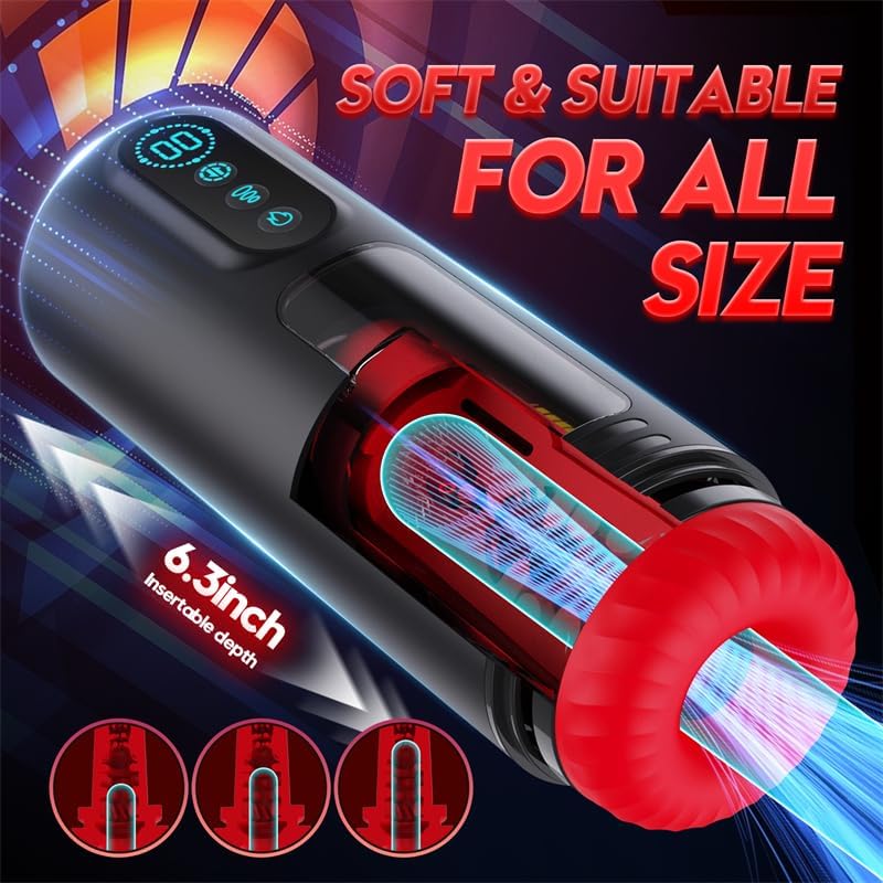 Male Masturbator Auto Heating Masturbation Cup Stroker LCD Display Adult Sex Toy