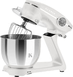 KLAMER Küchenmaschine 1800W, Knetmaschine mit 6 Liter Edelstahl Schüssel, 10 Geschwindigkeitsstufen mit Timer, Rührbesen, Knethaken, Schneebesen und Spritzschutz