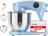 KLAMER Küchenmaschine 1800W, Knetmaschine mit 6 Liter Edelstahl Schüssel, 10 Geschwindigkeitsstufen mit Timer, Rührbesen, Knethaken, Schneebesen und Spritzschutz