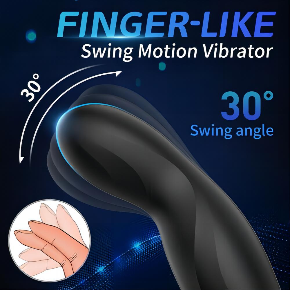 Swing Vibrating Prostate Massager with Double Cock Ring Anal Vibrator Butt Plugs for Man Adult Toy