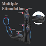 Prostate Massager Anal Vibrator with Dual Cock Rings THOR Thrusting Vibrating Butt Plug Adult Toy