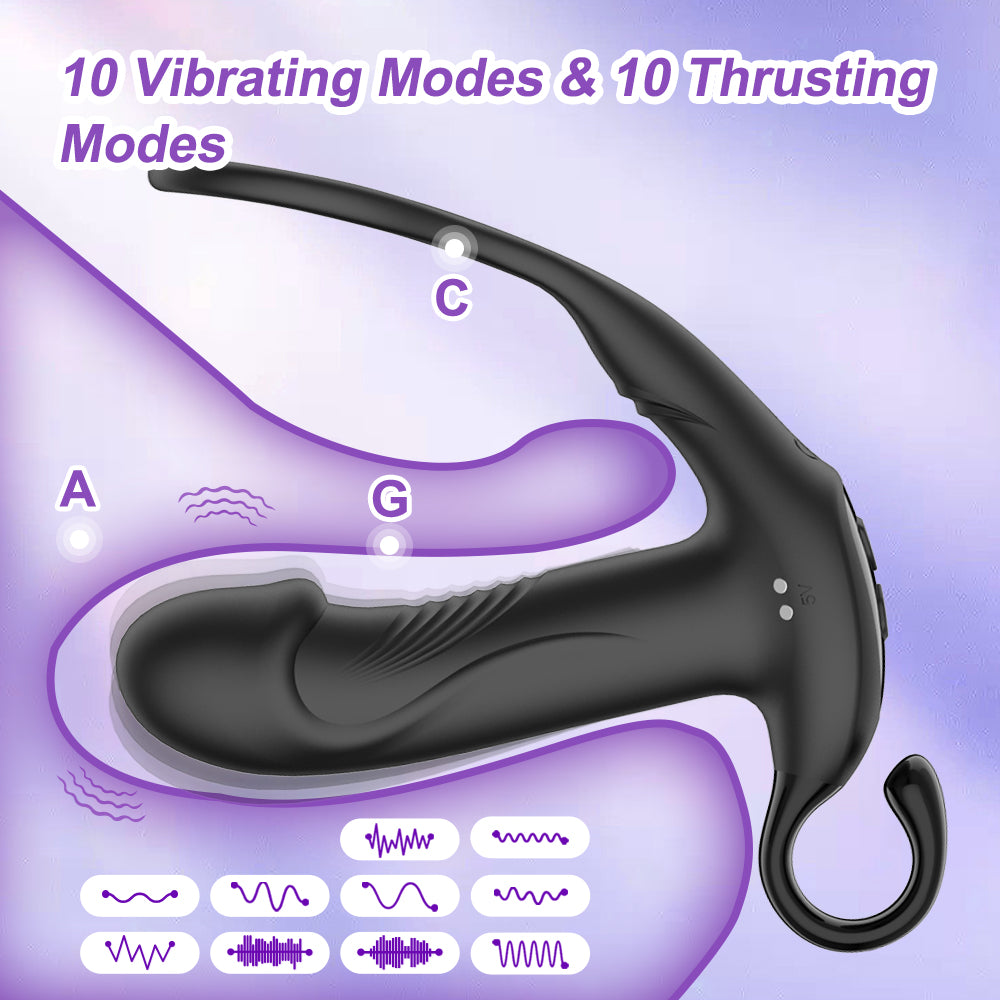 Remote Control Prostate Massager with Penis Ring Thrusting & Vibrating Anal Plug Adult Sex Toy