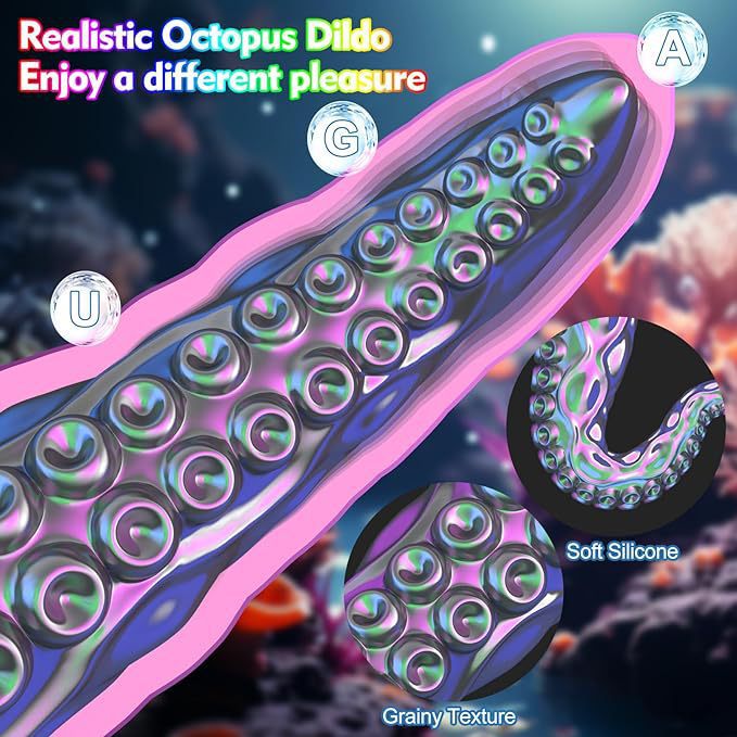 Realistic Monster Dildo LED Display Octopus Tentacle Vibrator with 9 Vibrating Modes Adult Toys