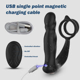 Thrusting Prostate Massager Remote Control Anal Vibrator Butt Plug with Dual Cock Ring