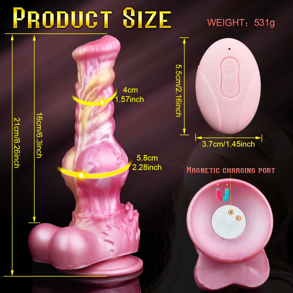 Thursting Dog Dildo Remote Monster Dildos with Knot Canine Animal Vibrator 8.26'' Adult Toy