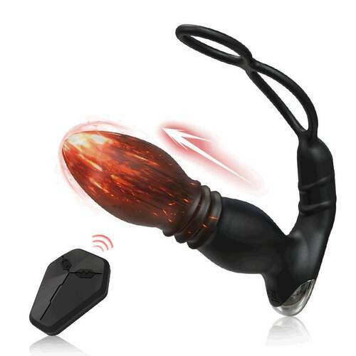 Male Anal Vibrator with Penis Rings Thrusting Vibrating Prostate Massager Man Sex Toys