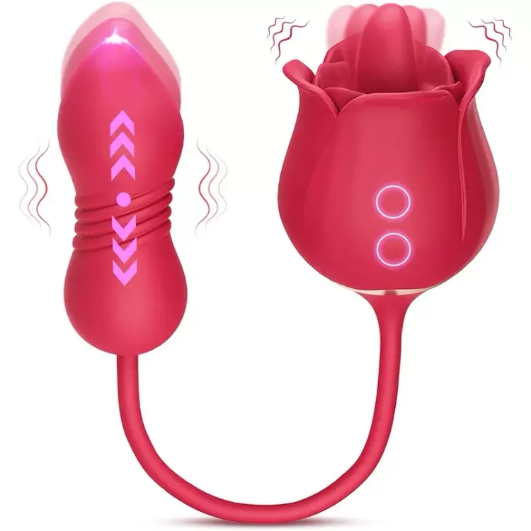 Female Rose Vibrator Tongue-Licking Thrusting Woman Vibrators G-Spot Massager Sex Toys