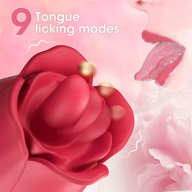 Rose Vibrator G-Spot Egg Vibrators Tongue-Licking Clit Stimulator Sex Toys for Women