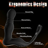 Prostate Massager Anal Vibrator with Dual Cock Rings THOR Thrusting Vibrating Butt Plug Adult Toy