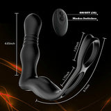 Prostate Massager Anal Vibrator with Dual Cock Rings THOR Thrusting Vibrating Butt Plug Adult Toy