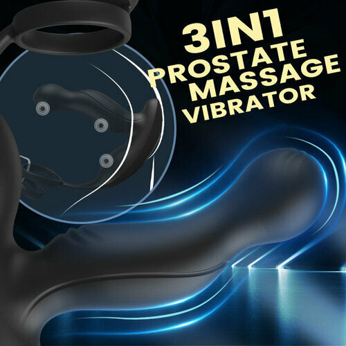 Prostate Massager with Dual Penis Ring U-SINER Remote Anal Vibrator for Man